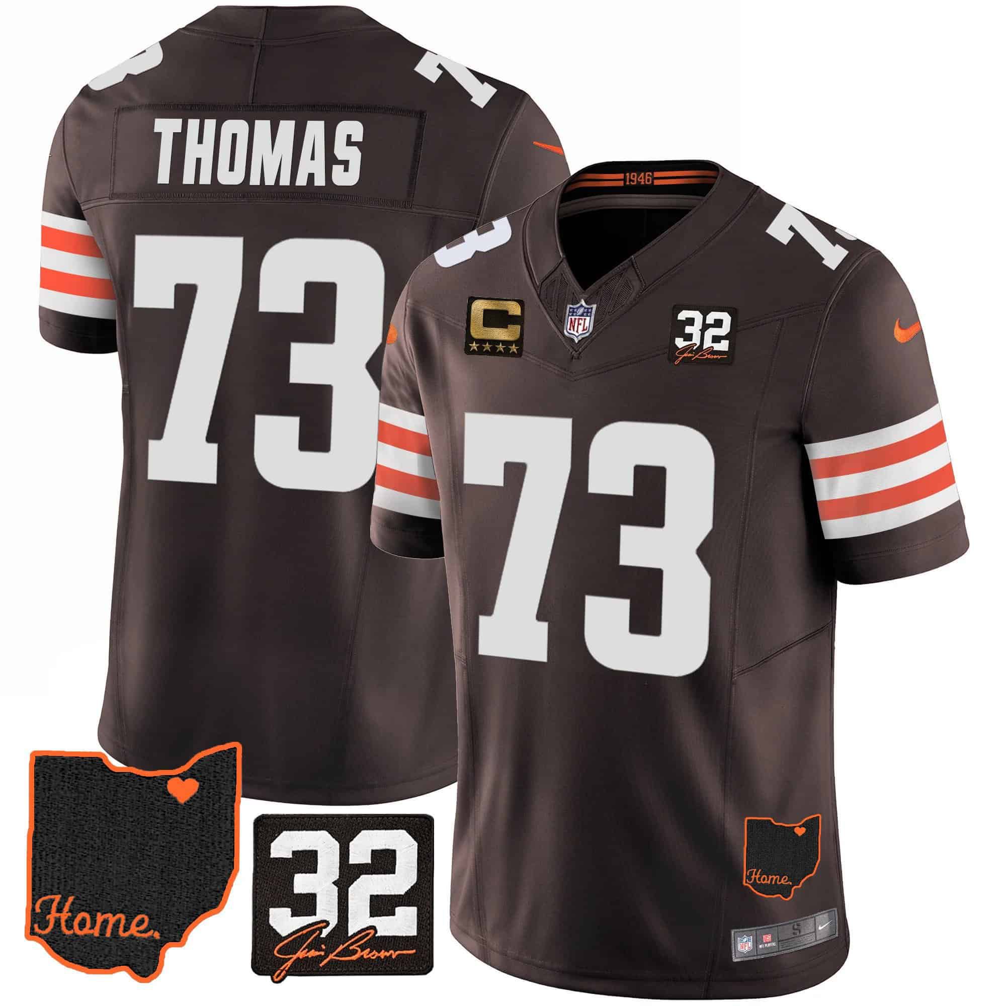 Men Cleveland Browns #73 Thomas Brown Memorial Home Patch 2024 Nike NFL Jersey style 1->indianapolis colts->NFL Jersey